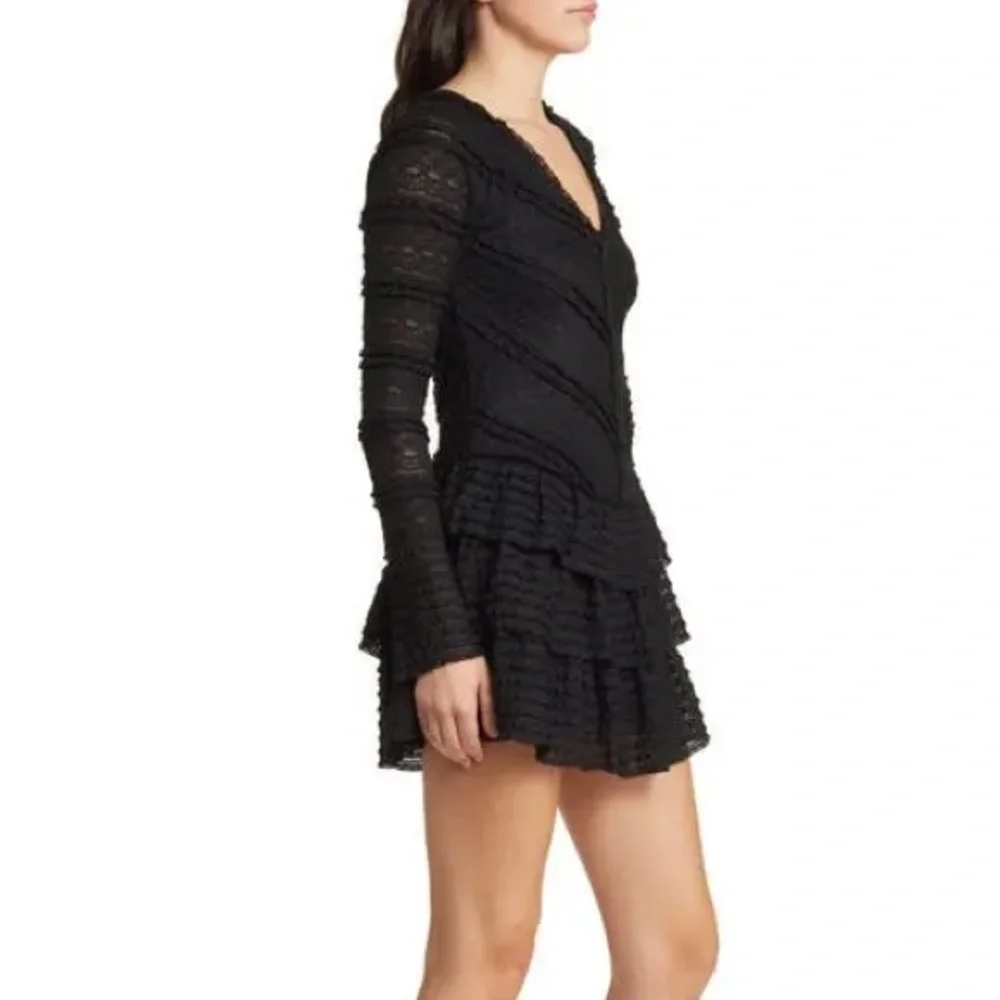 Loveshackfancy Black Textured Boreno Mini Dress New Size Small